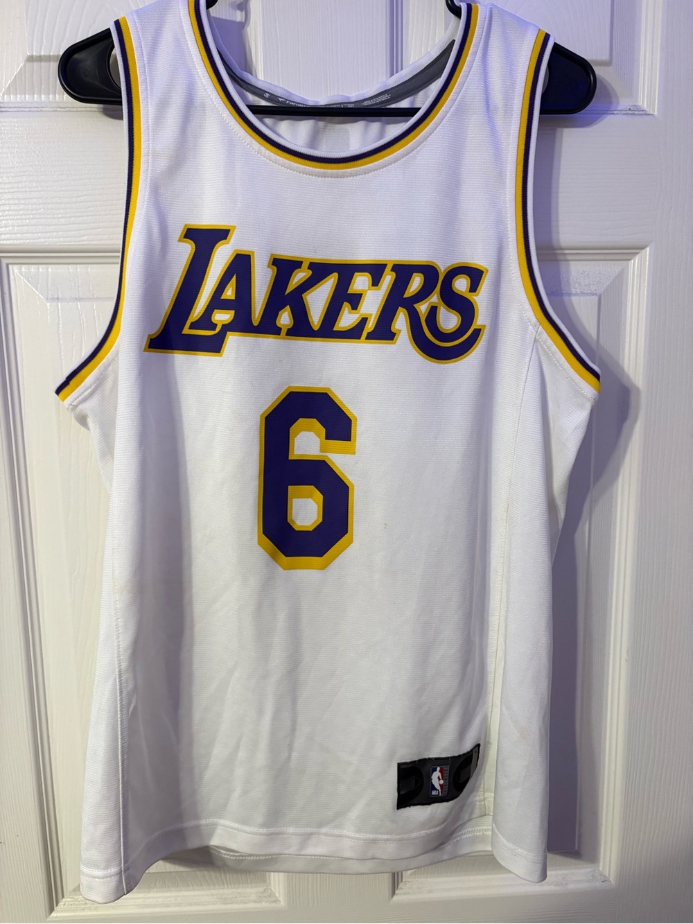 NBA White Lakers #6 Purple & Gold Basketball Jersey